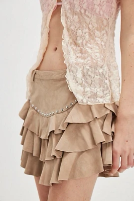 Understated Leather Frill Mini Skirt