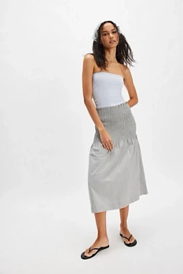 The Tiny Big Sister Small Check Midi Skirt