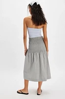 The Tiny Big Sister Small Check Midi Skirt
