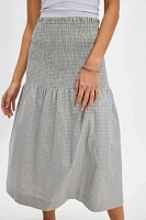 The Tiny Big Sister Small Check Midi Skirt