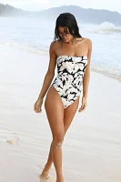Peony Strapless Printed One-Piece Swimsuit