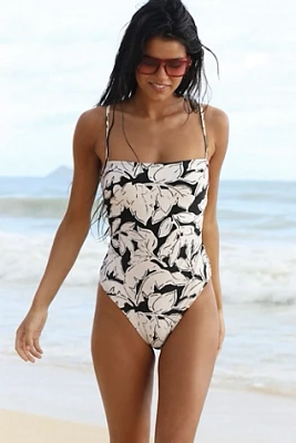 Peony Strapless Printed One-Piece Swimsuit