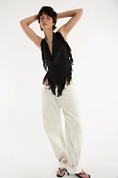 Understated Leather Madi Fringe Halter Top
