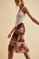 Romantic Roses Printed Midi Skirt