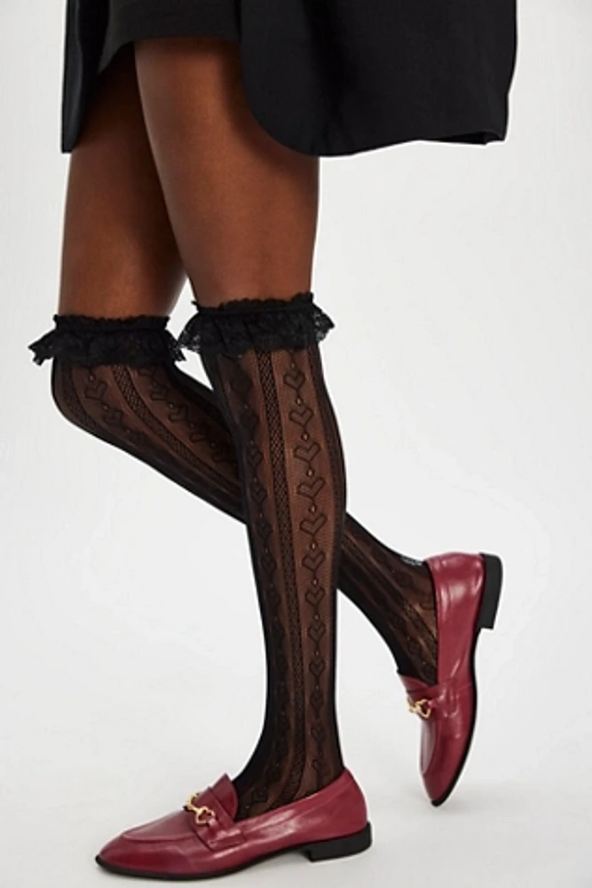 Sweetheart Lace Knee-High Socks