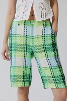 Anna Sui Plaid Capri Bermuda Shorts