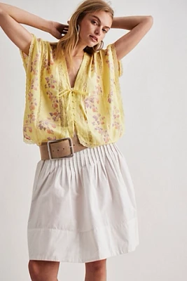 Marigold Printed Shine Lace Top
