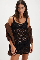Frankies Bikinis Sunshine Crochet Mini Slip Dress