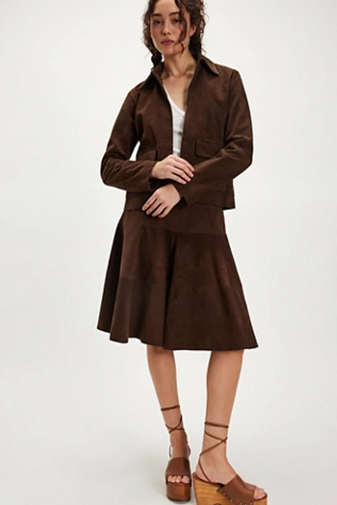 Suede Skirt Set
