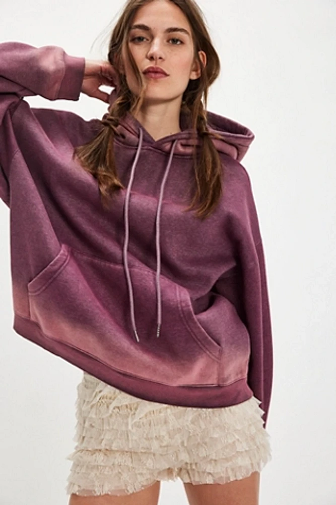 Washed Pink Smiley Batwing Hoodie
