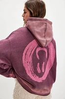 Washed Pink Smiley Batwing Hoodie