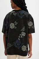 Denim and Bone Floral Grunge Embroidered Tee