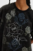 Denim and Bone Floral Grunge Embroidered Tee