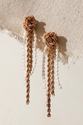 Leeada Brittany Chain Pearl Earrings