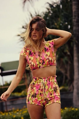 free-est Darcy Smocked Crop Bikini Top