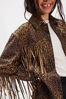 We The Free Fringe Out Vegan Suede Animal Print Jacket
