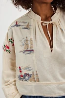 We The Free Ships And Sails Embroidered Top