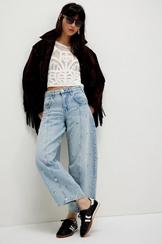 We The Free Ellipse Studded Barrel Jeans