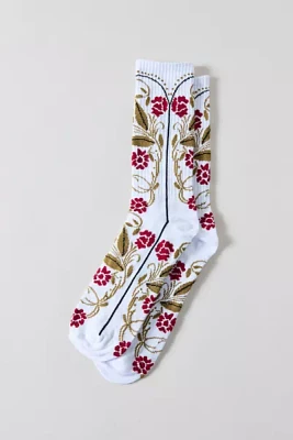 Floral Pattern Crew Sock