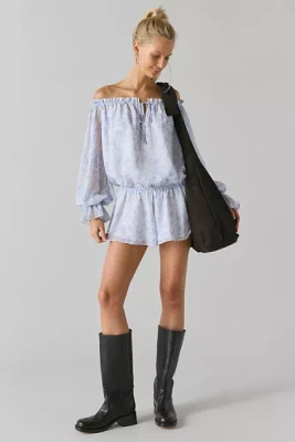 Kimchi Blue Penelope Blouson Chiffon Off-The-Shoulder Romper
