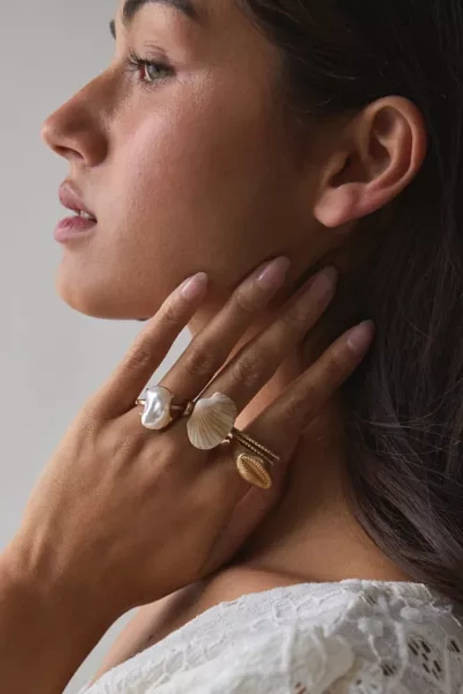Emery Pearl And Shell Ring Set