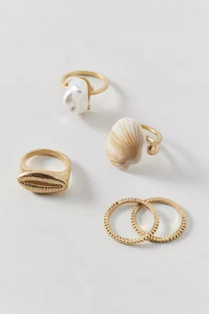 Emery Pearl And Shell Ring Set