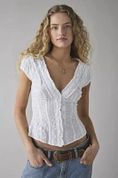 Kimchi Blue Ria Ruffle Cotton Gauze Button-Front Blouse