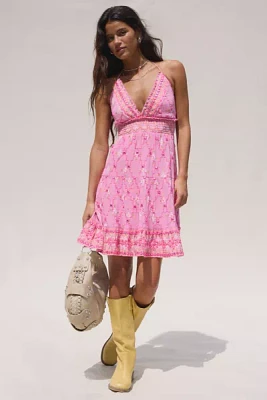 Kimchi Blue Phoebe Embellished Cotton Open-Back Knee Length Dress