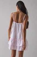 Motel Malina Drop Waist Ruffle Cotton Mini Dress