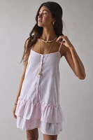 Motel Malina Drop Waist Ruffle Cotton Mini Dress