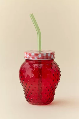 Strawberry Shaped To-Go Glass Tumbler Set