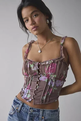 Kimchi Blue Claudia Ruffle-Trim Cropped Corset Top