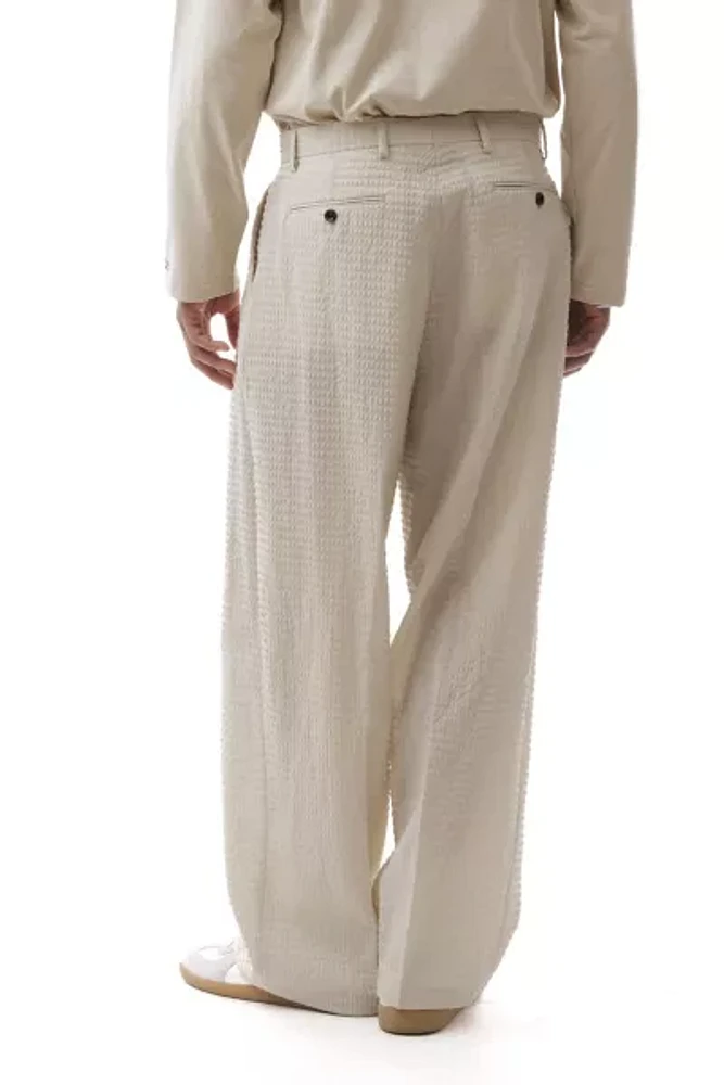 LC23 Seersucker Wide Leg Trouser Pant