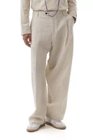 LC23 Seersucker Wide Leg Trouser Pant