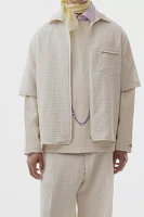 LC23 Seersucker Zip-Up Short Sleeve Shirt