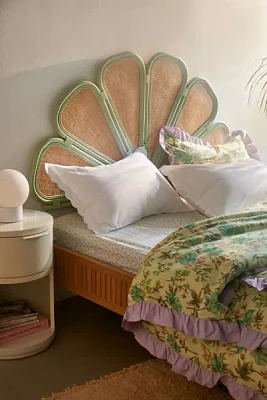 Grace Flower Rattan Floating Headboard