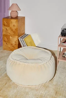 Kathe Round Velvet Floor Pouf