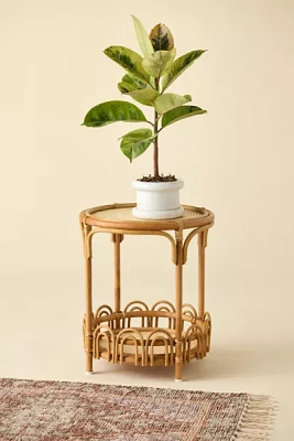 Zoe Round Rattan Storage Side Table