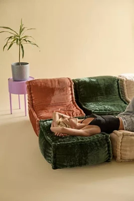 Evie Square Velvet Bean Bag Ottoman