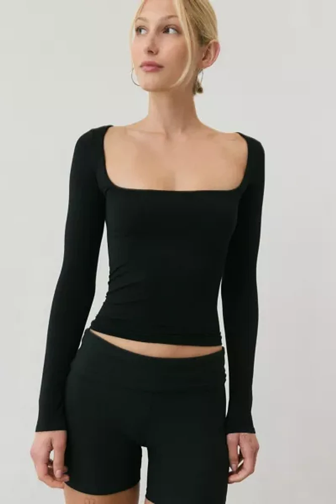 Out From Under Ruby Square Neck Long Sleeve Cropped Tee