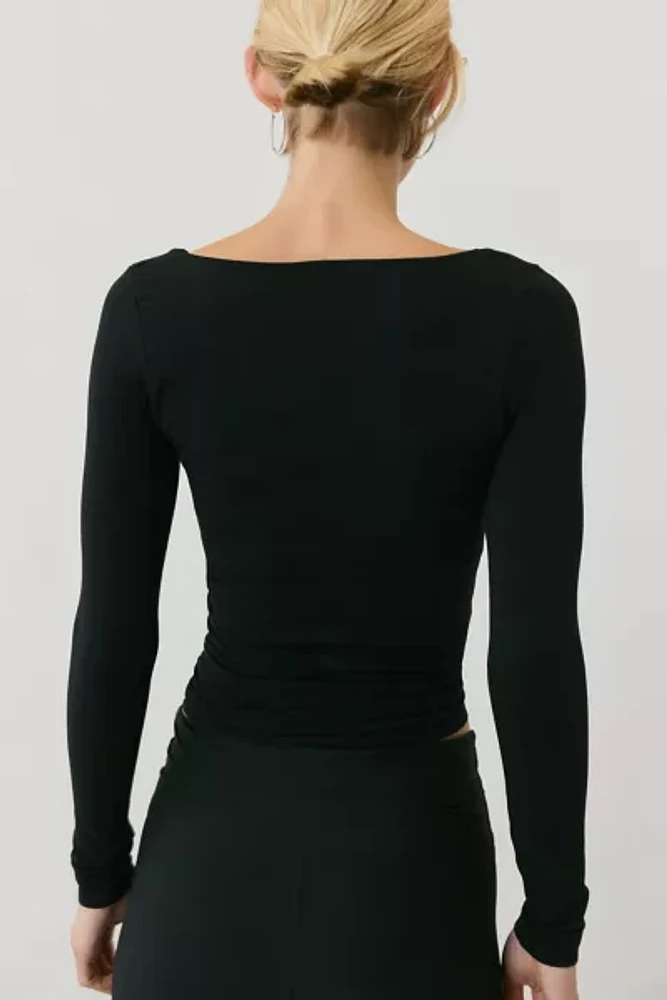 Out From Under Ruby Square Neck Long Sleeve Cropped Tee