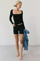Out From Under Ruby Square Neck Long Sleeve Cropped Tee