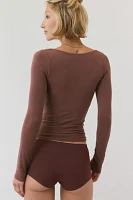 Out From Under Ruby Square Neck Long Sleeve Cropped Tee