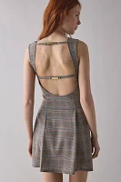 BDG Leah Pleated Open-Back Drop Waist Mini Dress