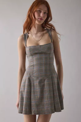 BDG Leah Pleated Open-Back Drop Waist Mini Dress