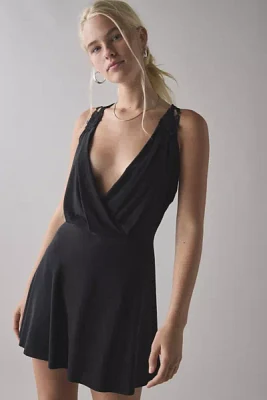 UO Jade Lace-Back Wrap Plunge Mini Dress