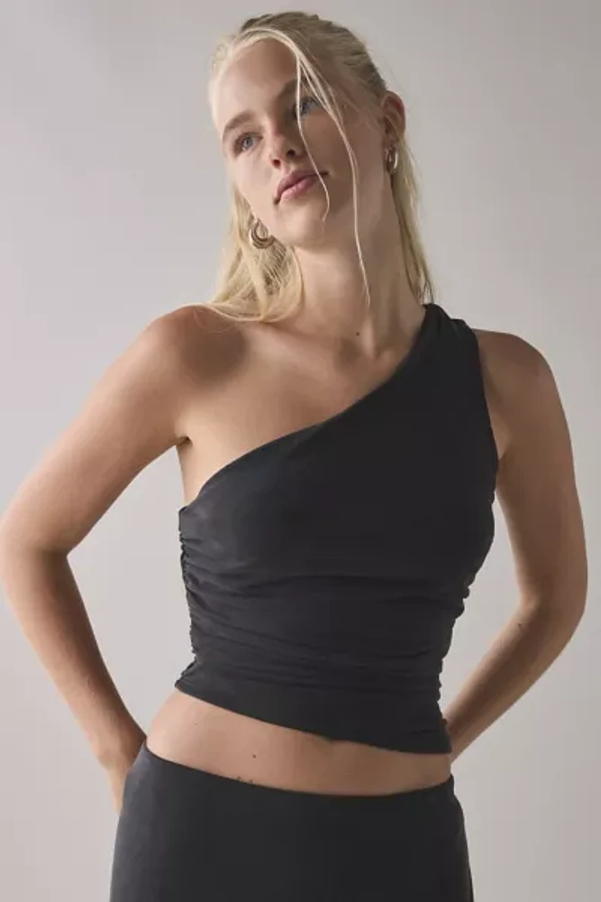 UO Harlow Cupro Asymmetrical One-Shoulder Crop Top