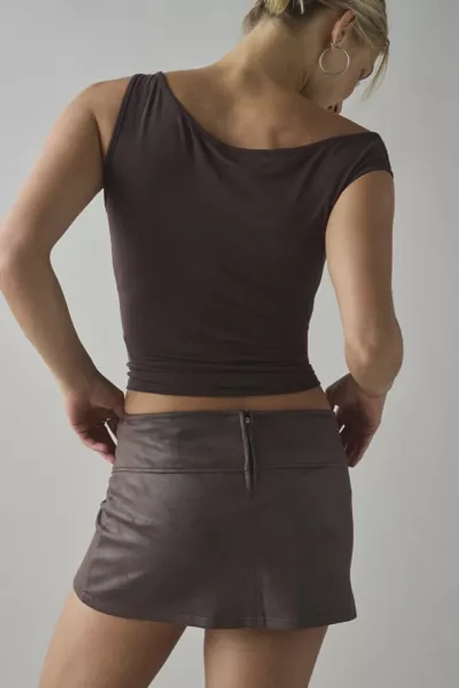 Silence + Noise Kate Faux Suede Belted Micro Mini Skort