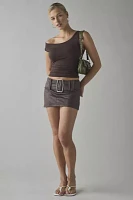 Silence + Noise Kate Faux Suede Belted Micro Mini Skort