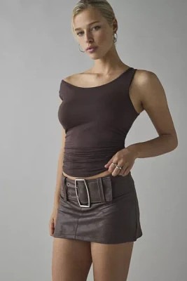 Silence + Noise Kate Faux Suede Belted Micro Mini Skort
